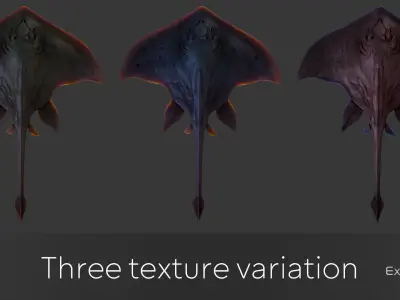 Stingray lowpoly underwater creatures  ocean monster fish - 2 Low-poly 3D model