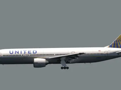 ANIMATED Boeing 777-200ER - United Airlines Livery 3D model