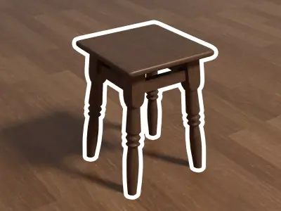 small wooden chair Free low-poly 3D model