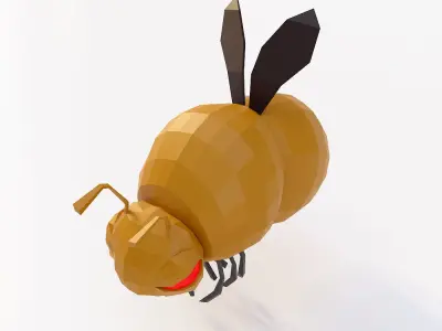 Bee cartoon 3d model  Low-poly 3D model