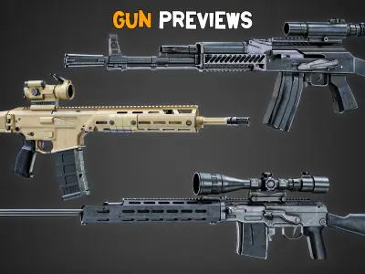 20 Modern Gun and 4K Texture    Vol 11   Low-poly 3D model