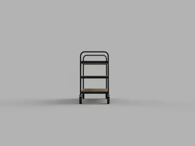 Free Trolley Wood and Stainless Steel Free 3D model