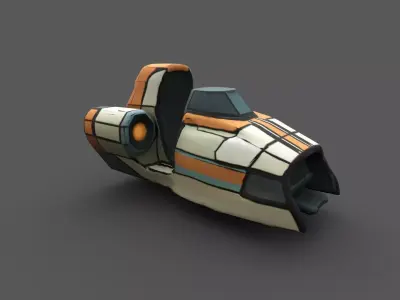 Low Poly Sci-Fi Speeder Comic Style Hovercraft Free low-poly 3D model