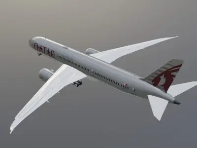 Qatar airways boeing 787-9 low poly 3D Model  Low-poly 3D model