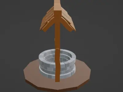 Waterwell wooden water well 3D model