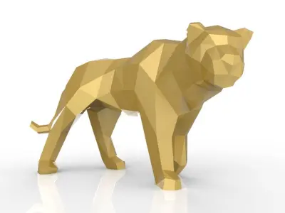 Tiger polygonal sculpture of 3D model
