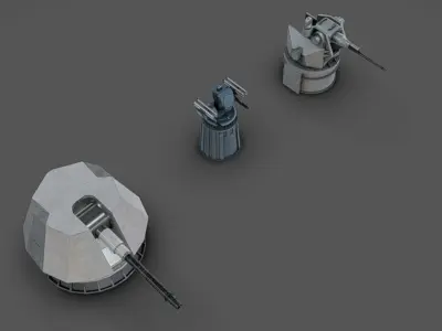Deck Guns 01 Low-poly 3D model