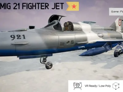 MiG 21 - Rigged and Animated - with Interior - M3 Low-poly 3D model