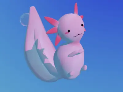 Cute low poly Axolotl Low-poly 3D model