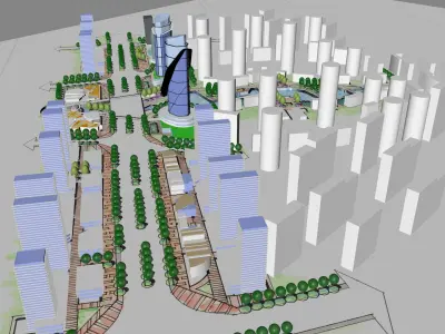 Urban highrise building ancillary building commercial 3D model