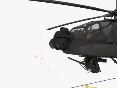 AH64A Apache Helicopter Gray Rigged Low-poly 3D model