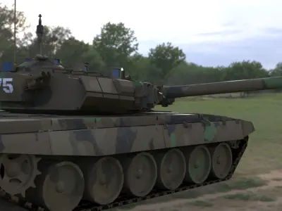 Weathered Camouflaged T90A Main Battle Tank 3D Model 3D model