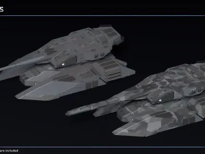 Scifi Titan Heavy Antigrav Tank Low-poly 3D model