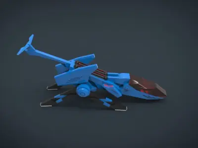Manta SpaceShip Low-poly 3D model