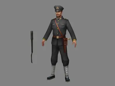 Asian military - patrolman Low-poly 3D model