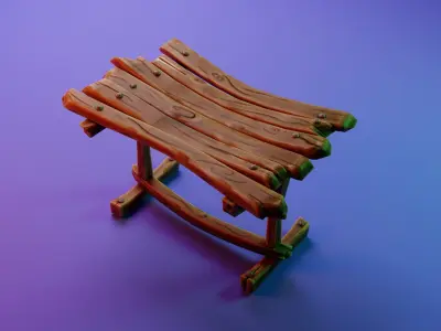 Stylized Table or Seat Low-poly 3D model
