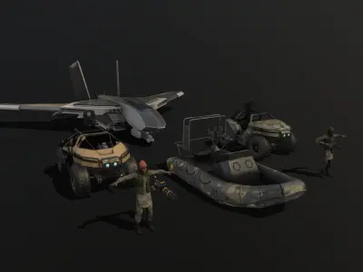 Military  low props Low-poly 3D model