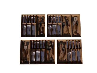 3D Model Organized Cutlery Drawer Low-poly 3D model