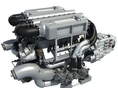 Bugatti Veyron Engine 3D model