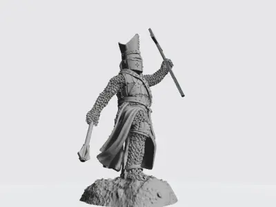 Bishop with great helmet and large cross 3D print model