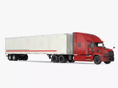 Semi Truck with Trailer Generic 3D model