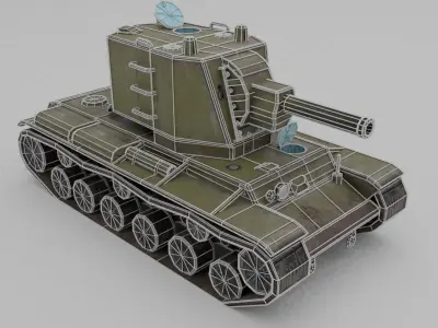 KV-2 1939 Heavy Assault Tank Low-poly 3D model