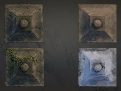 4 Japanese Shinto Stone Lanterns-Toro Lantern PBR-4 versions Low-poly 3D model