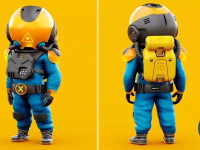 Toon Astronaut F-1 Rigged 3D model