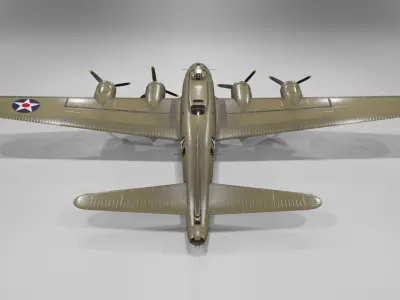 Boeing B-17f Flying Fortress Heavy bomber Low-poly 3D model