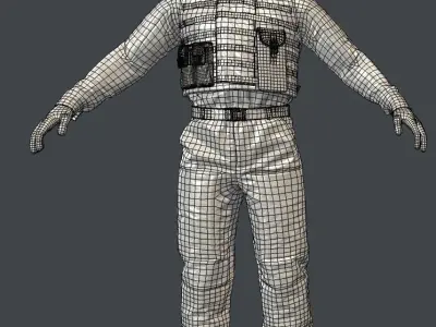 Military uniform Low-poly 3D model