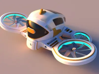 Passenger Drone Low-poly 3D model