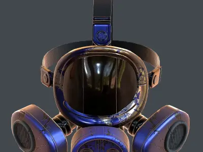 Gas mask helmet 3d model scifi Low-poly Low-poly 3D model