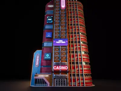 SCIFI CYBERPUNK FUTURISTIC NEON SKYSCRAPER 09 Low-poly 3D model