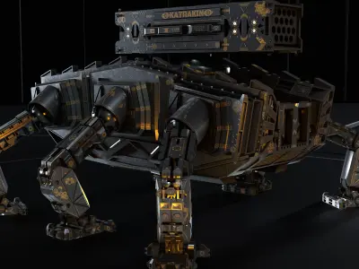 Photo Realistic War Mecha with Rocket Launcher 3D model