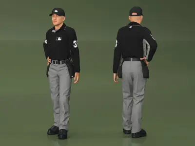Baseball Umpire in Cap Standing Pose 3D model