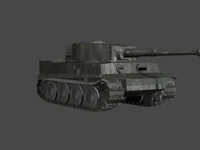 Low Poly Tiger Tank Low-poly 3D model
