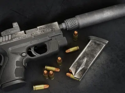 Custom Modified Springfield Handgun 3D model