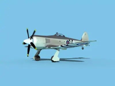 Hawker Sea Fury MKII V01 RN 3D model