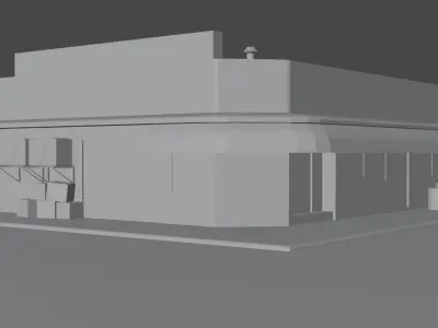 building with neon sign Free low-poly 3D model