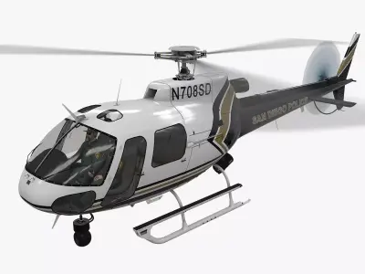  AS-350 San Diego Police Animated Low-poly 3D model