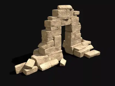  ARABIC DESERT RUINS GATE ORIENTAL EGYPTIAN SAND STONE Low-poly 3D model