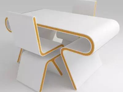 multi chair and table Free low-poly 3D model