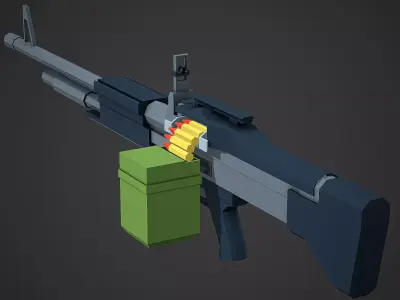 Stylized M60 LMG Low Poly Mobile Ready Low-poly 3D model