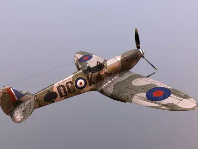 airplane fighter plane spitfire  Low-poly 3D model