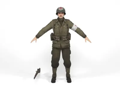 Medical allied soldier Low-poly 3D model