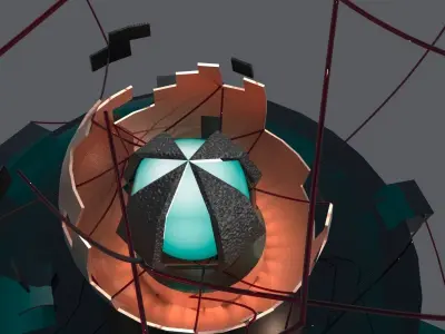 Space island with core and wires 3D model