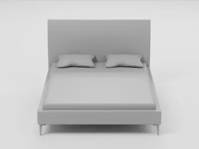 Modern Minimalist Double Bed with Pillows Free low-poly 3D model