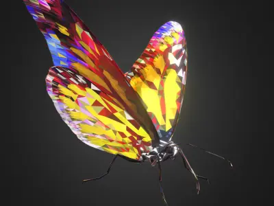 Batterfly Yellow Low Polygon Art Insect Low-poly 3D model