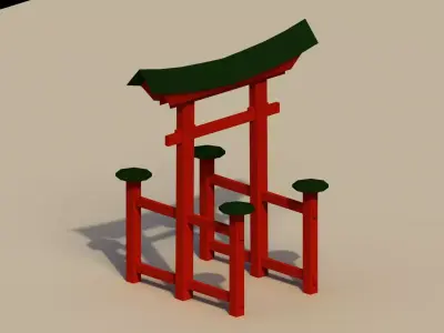 Low Poly Japanese Torii 2 Low-poly 3D model