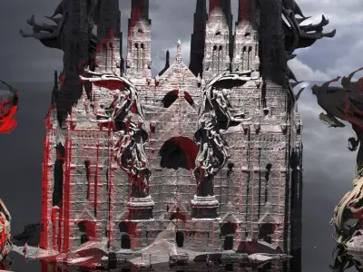 Mistress of evil Vine tree roots mansion Ruins 3D model